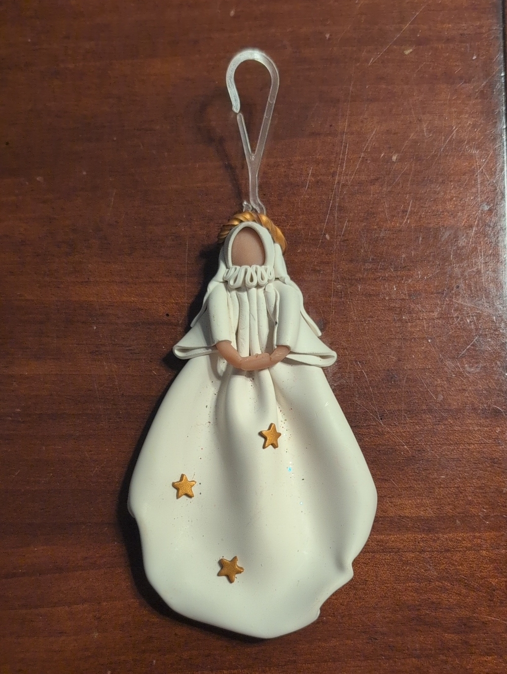Handmade White Angel Ornament with Gold Stars